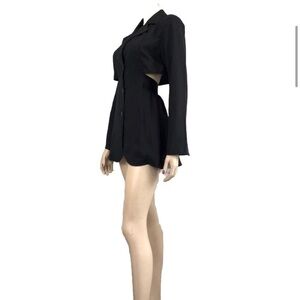 YOYOUKE blazer/dress long sleeve button front open back black